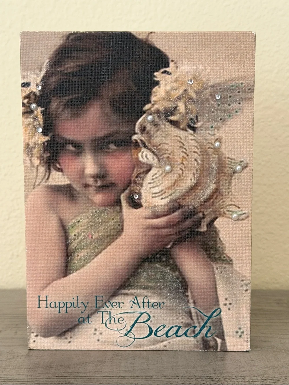 Happily ever after the beach wooden frame